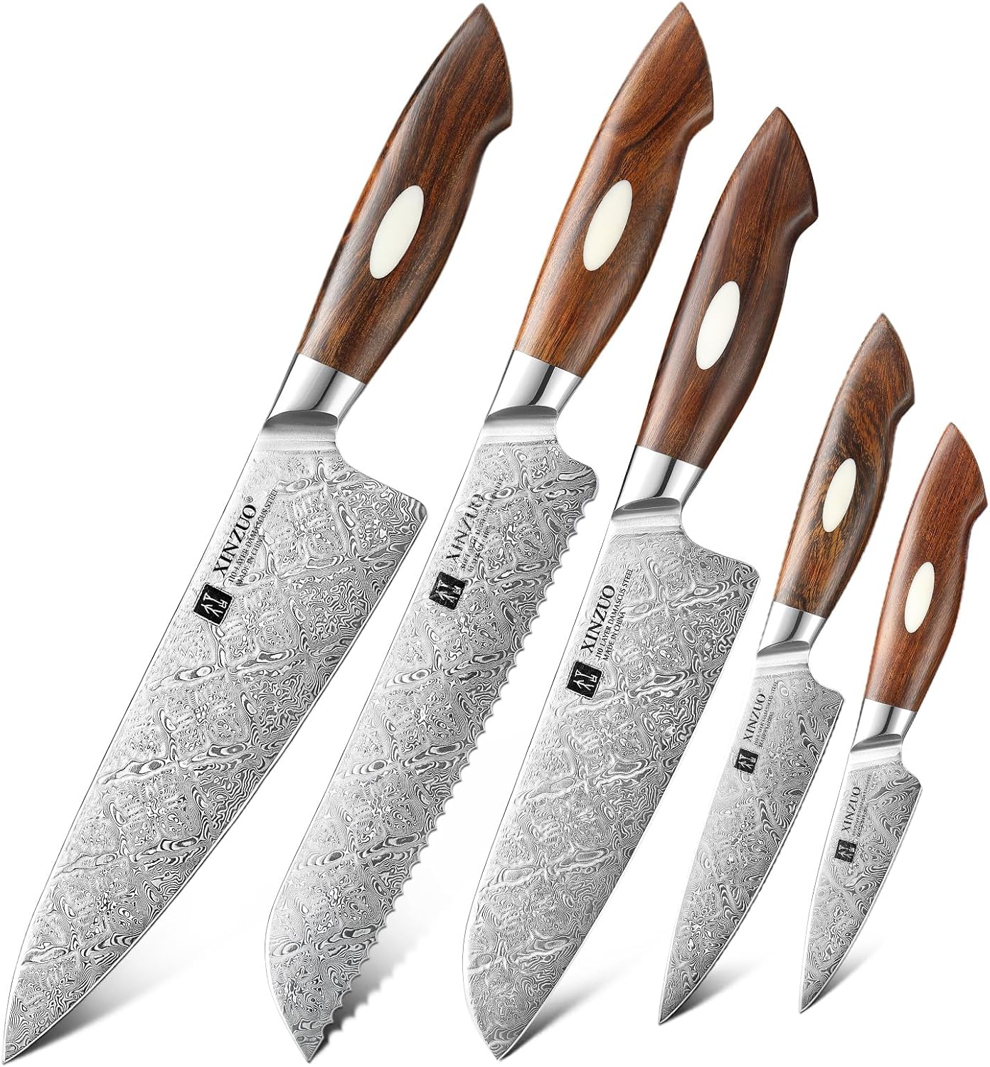 5-Piece Damascus Steel Knife Set K192669