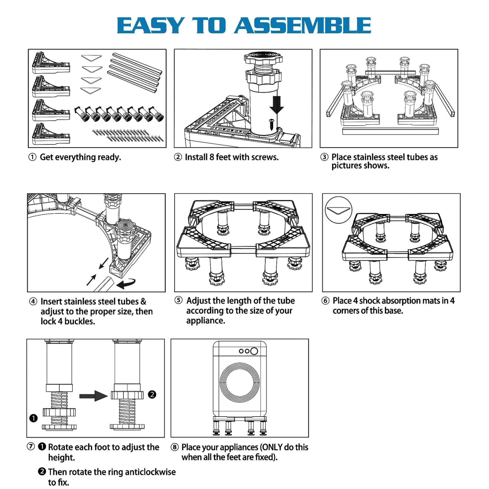 Mini Fridge Stand with 8 Adjustable Feet Z880539