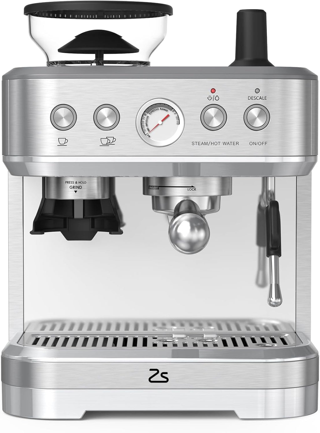 Espresso Machine with Milk Frother, Built-In Bean Grinder, 85oz Removable Water Tank P594220
