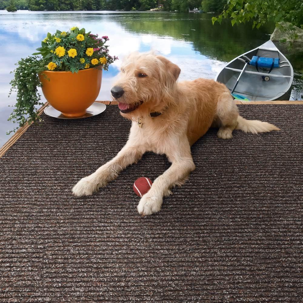 Heavy-Duty Ribbed Indoor Outdoor Carpet - Tuscan Brown - 6 Feet X 10 Feet F5402