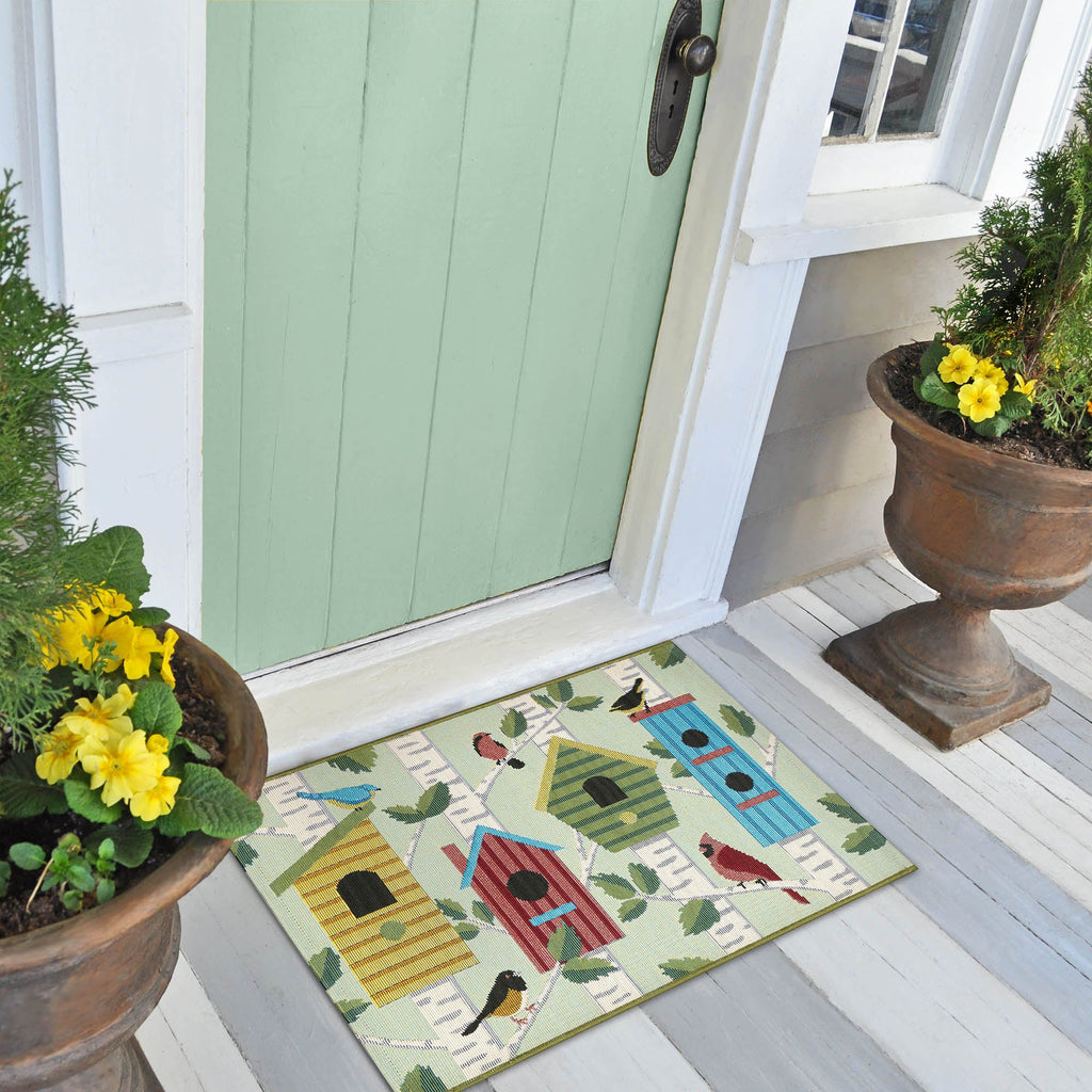 Esencia Bird Condos Indoor Outdoor Mat with Non-Skid Backing
