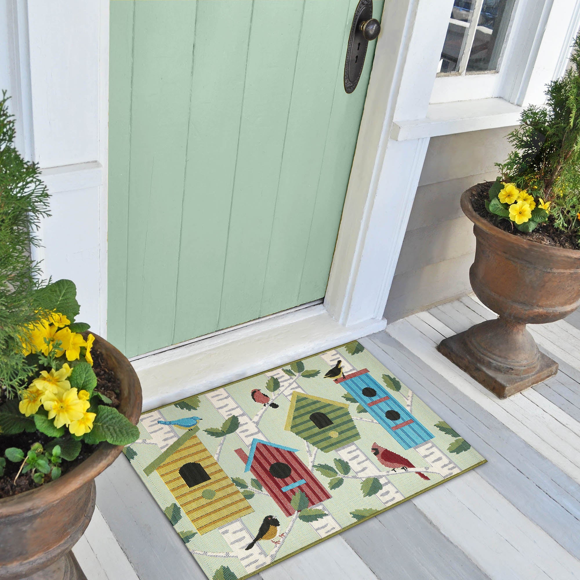 Esencia Bird Condos Indoor Outdoor Mat with Non-Skid Backing