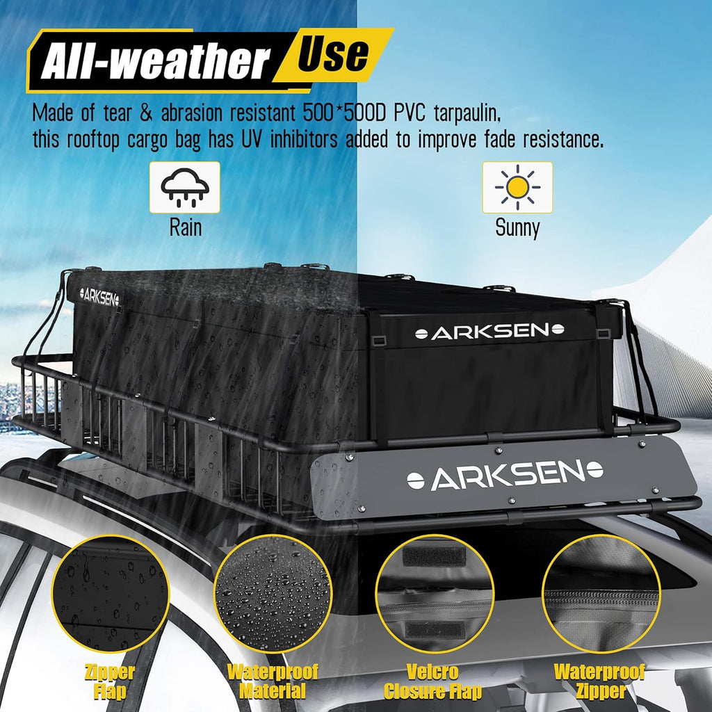 84 Inch Black Roof Rack Cargo Basket with Extension Soft-Shell Rooftop Cargo Carrier S515