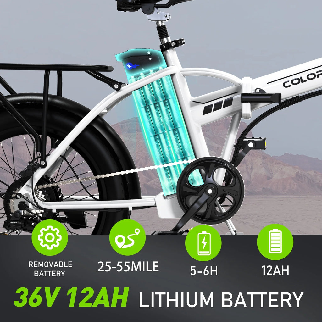 20"x3.0 Fat Tire Electric Bicycle with 500W/36V/12Ah Battery, Shimano 7-Speed E694323