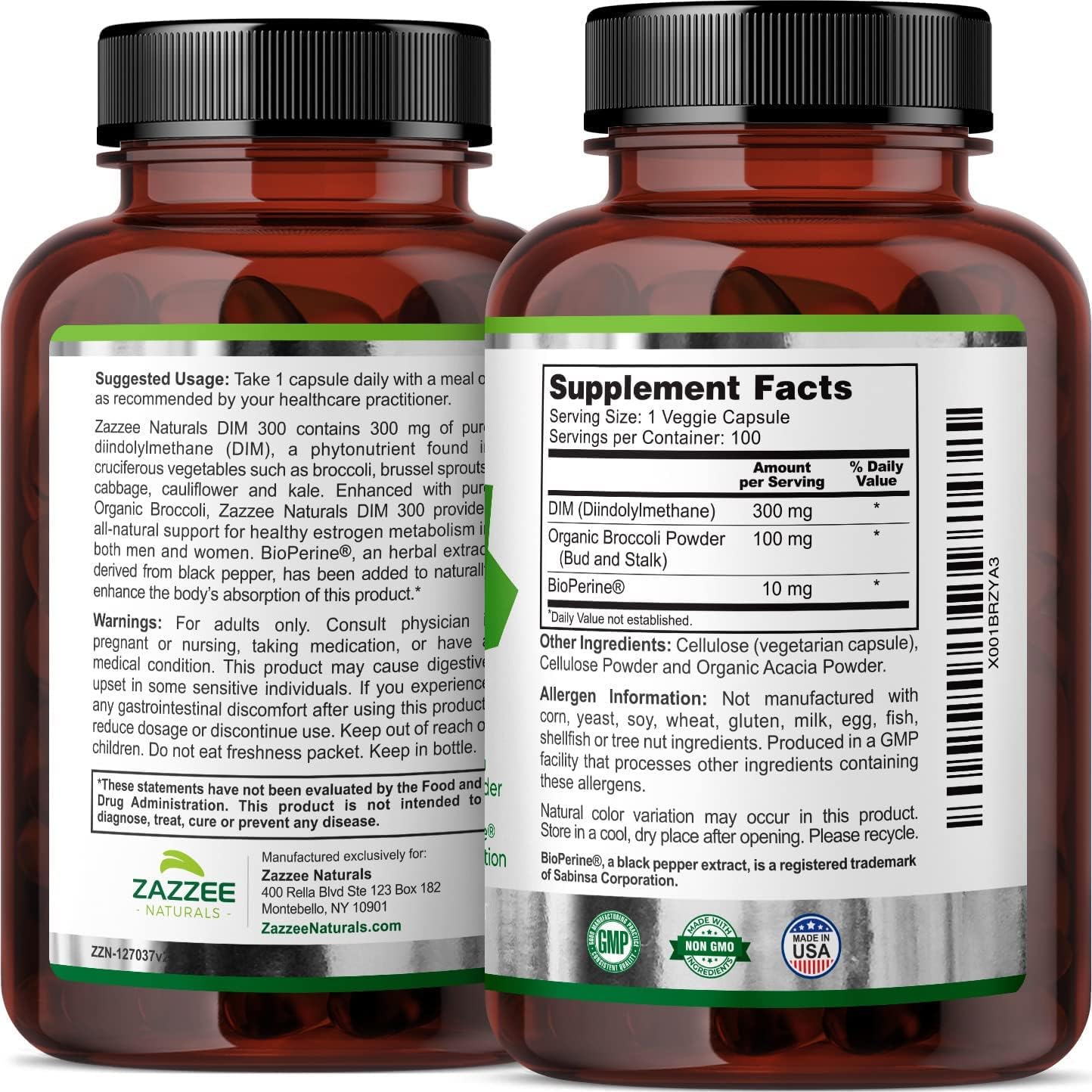 300 mg DIM per Capsule, 100 Vegan Capsules Z6102