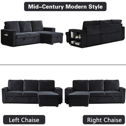 Brown Velvet L-Shaped Sectional Sofa with Storage Chaise X844370