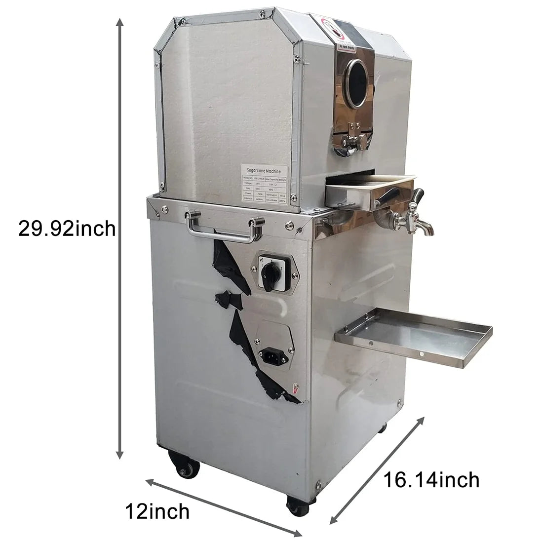 Vertical Electric Sugarcane Juicer Juice Press Machine 4 Rollers Stainless Steel Silver E827