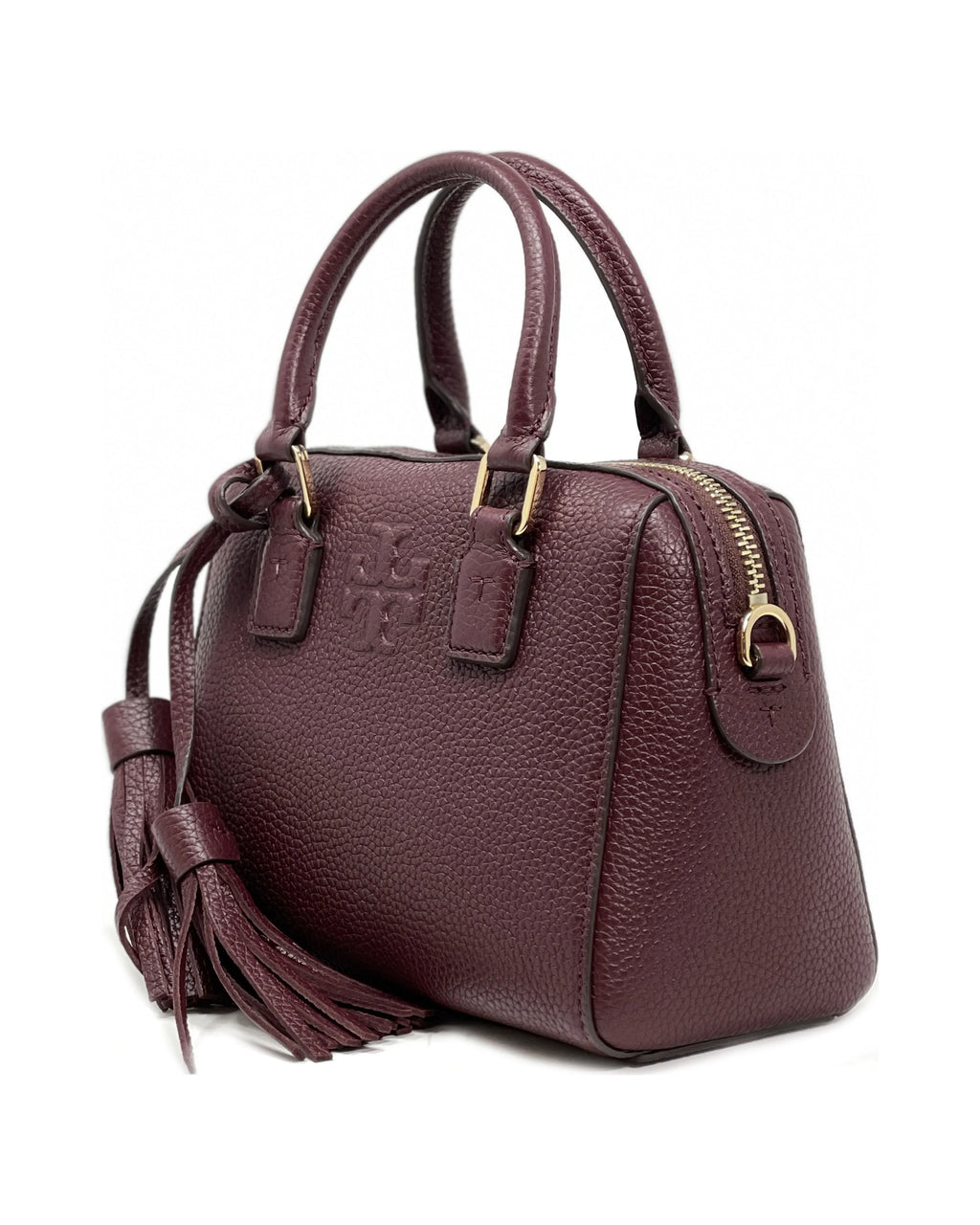 Women's Pebbled Leather Mini Satchel (Claret) D193