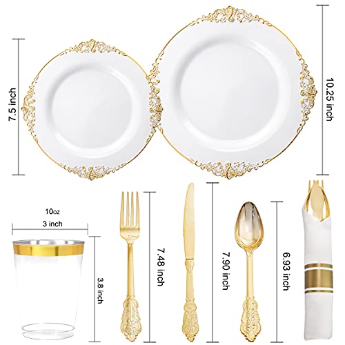 350PCS Gold Plastic Dinnerware Set A36433