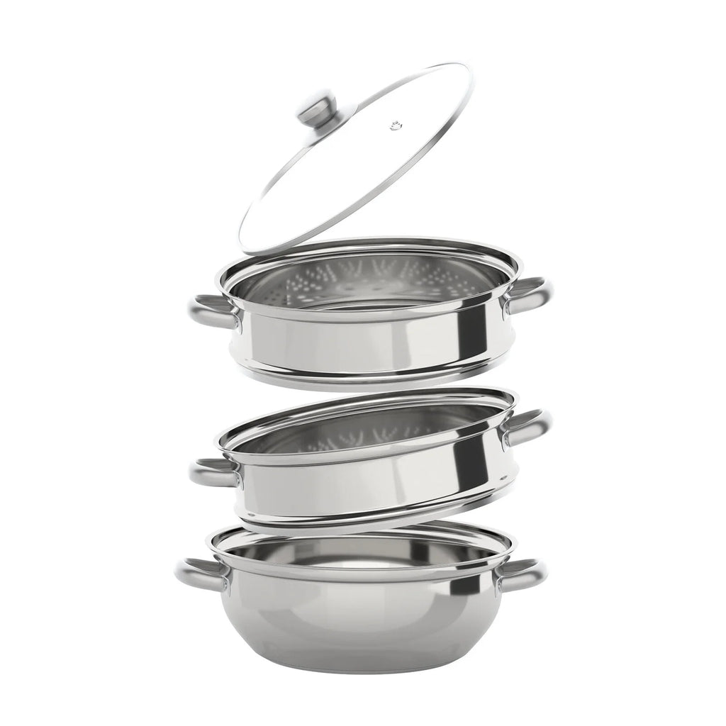 3 Tiers Stainless Steel Steaming Pot with Glass Lid T133784