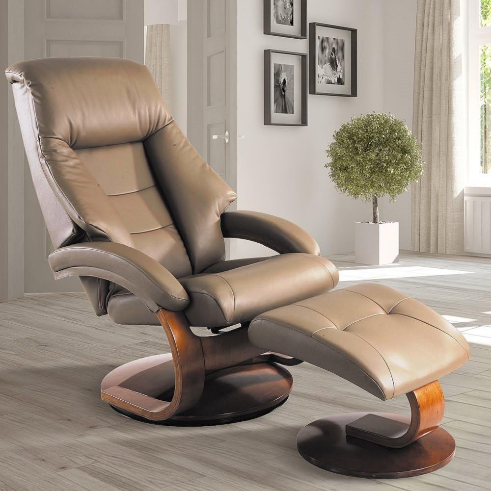 Sand Top Grain Leather Recliner and Ottoman B154672