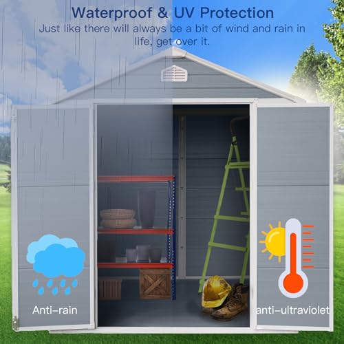 6x8ft Grey Resin Outdoor Storage Shed Kit Q4300