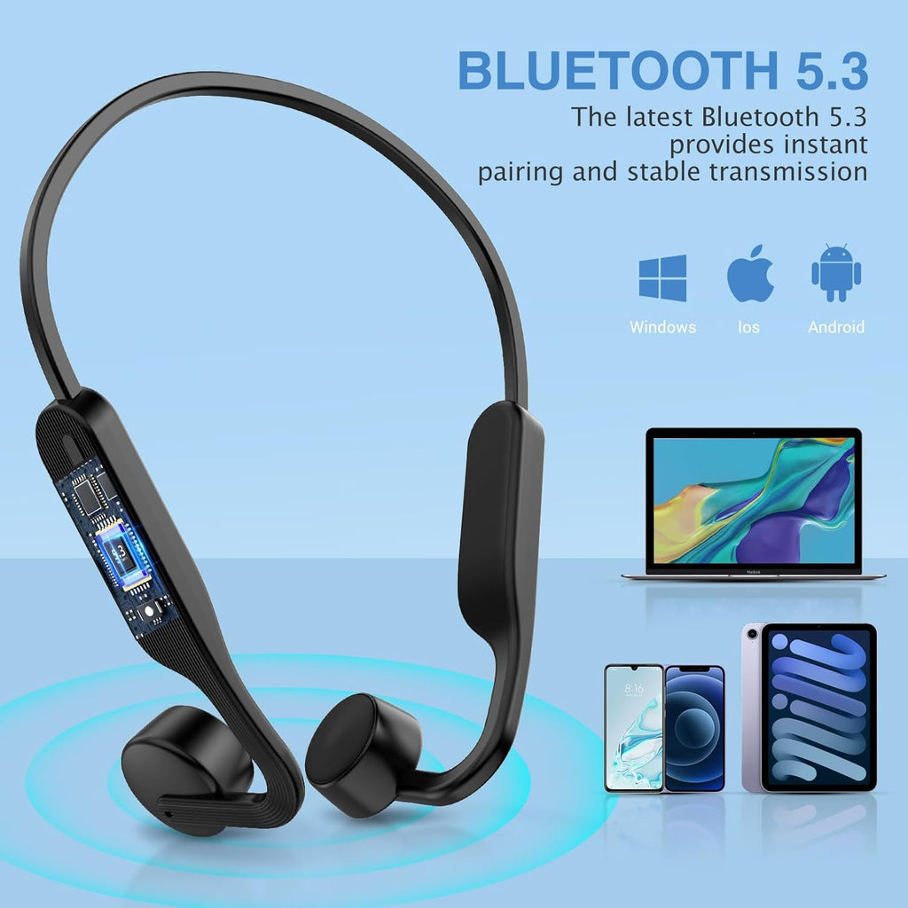 Bone Conduction Wireless Bluetooth 5.3 Open Ear Headphones with Mic, IPX6 Waterproof Q772425