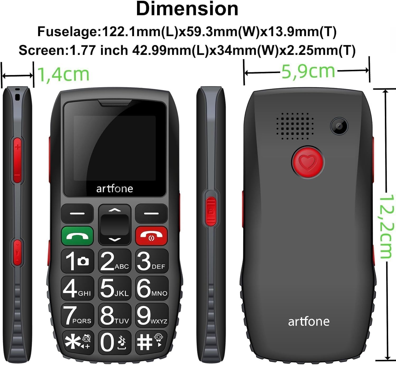 LTE Unlocked Basic Senior Phone with Big Button, 1400 mAh, Single SIM Slot L5126