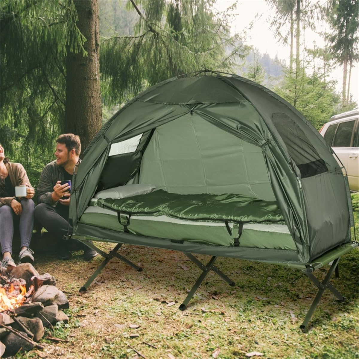 Elevated Tent Camping Cot with Sleeping Bag C5054