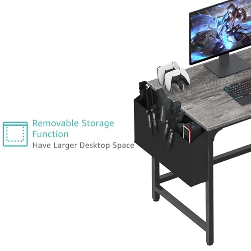 Black 40 Inch Reversible Computer Desk with Fabric Drawers L9544