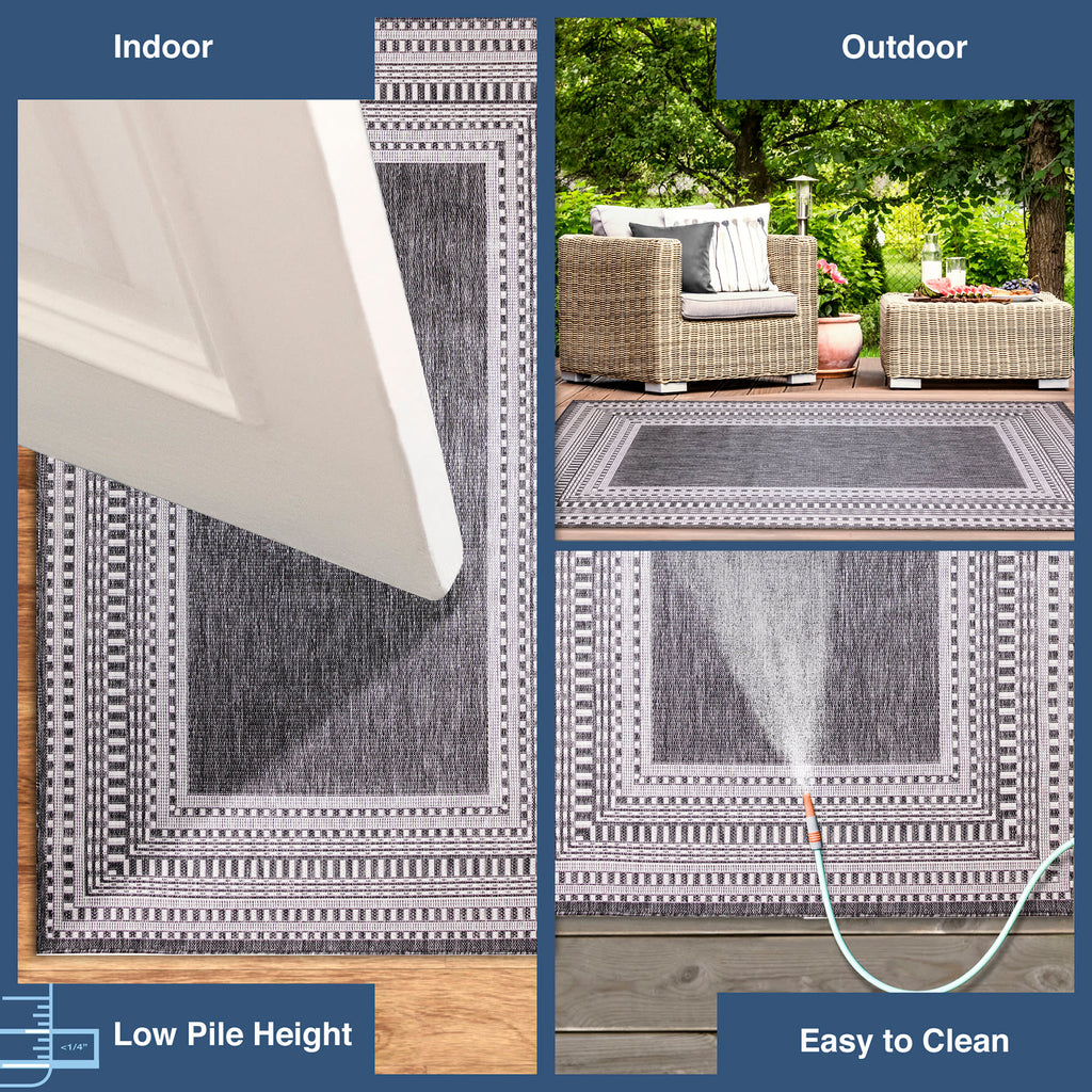 Malibu Etched Border Indoor Outdoor Area Rug