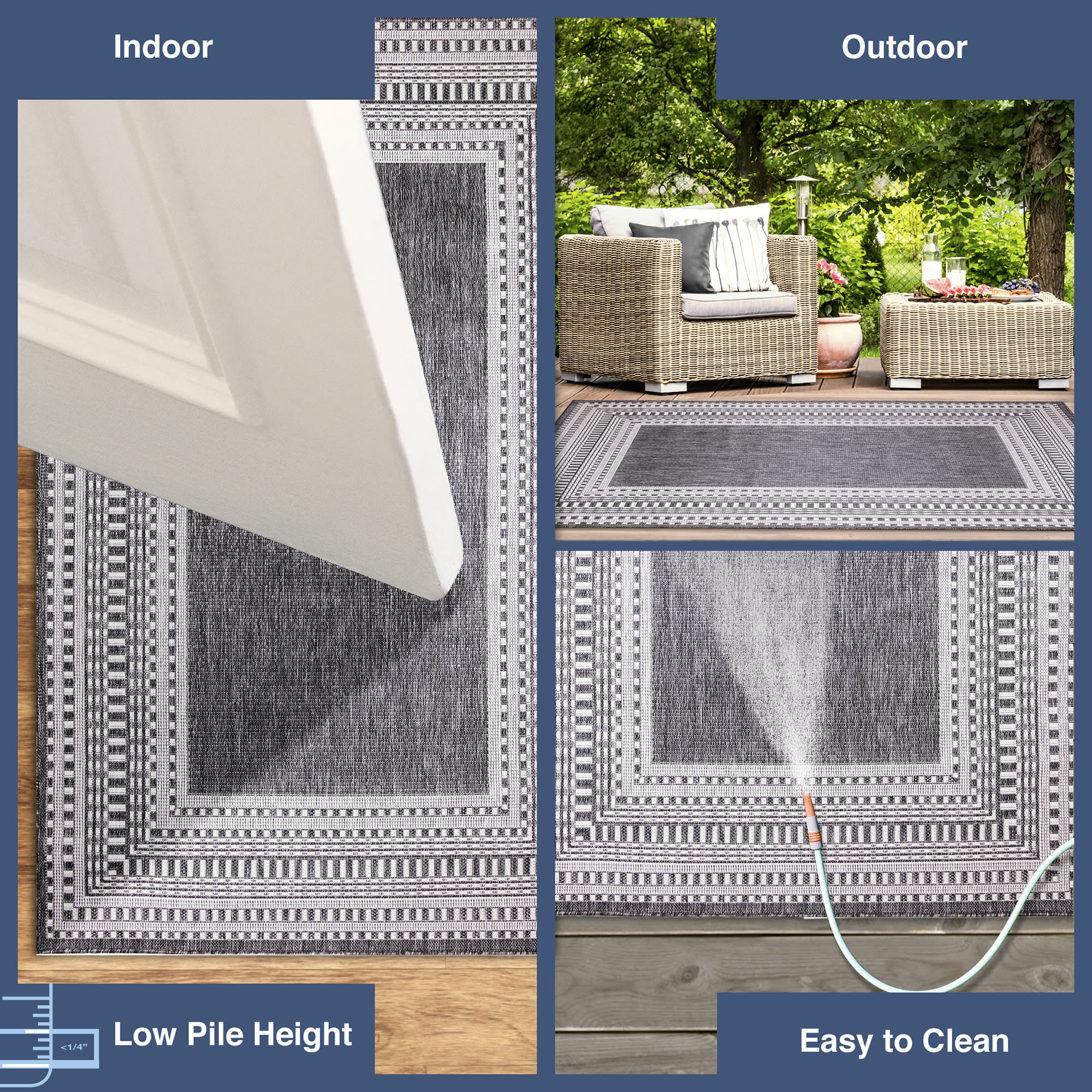 Malibu Etched Border Indoor Outdoor Area Rug