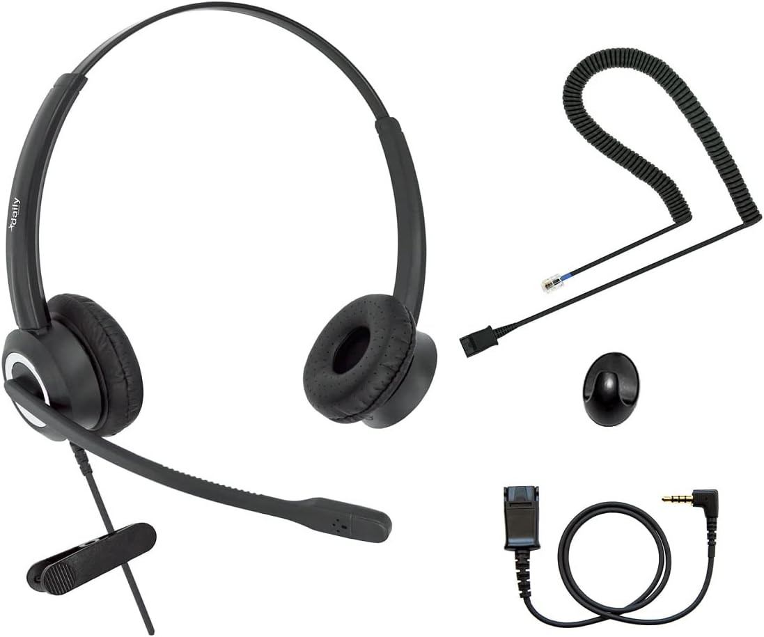 Noise Cancelling Binaural RJ9 VoIP Phone Headset with 3.5mm Adapter R8692