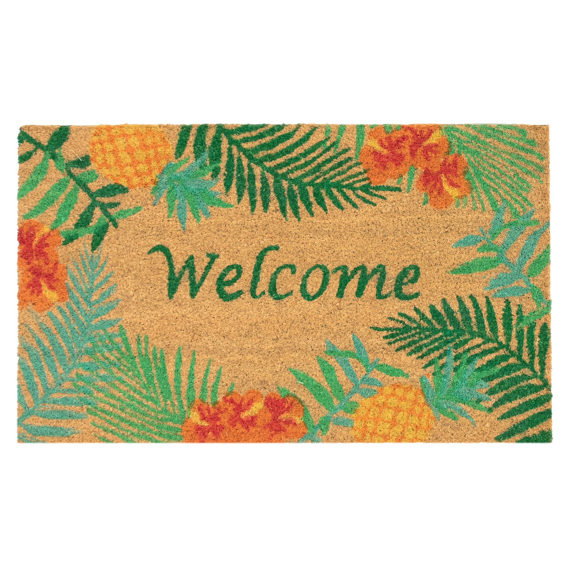 Natura Tropical Welcome Coir Doormat with Non-Slip Backing