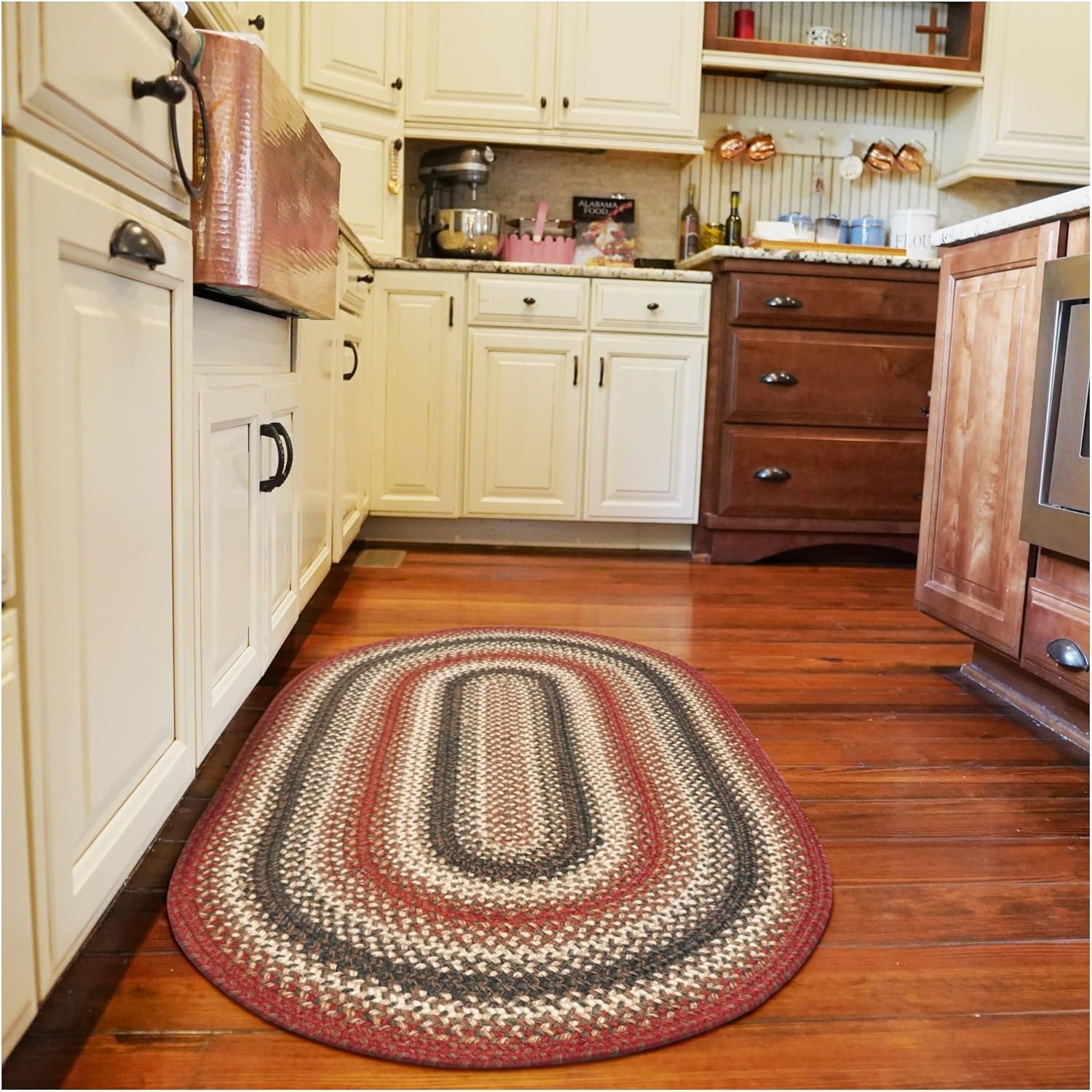 Red Braided Rugs 27x45 Oval K1293