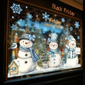 13.8 x 35.4'' Extra Large Christmas Window Clings 3 Sheets Blue Snowman Snowflake Window Stickers Double Sided Glass Decals Q2166