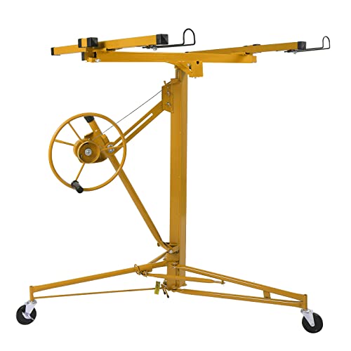 16 FT Drywall Lift Panel Rolling Hoist Jack Lifter Sheetrock with Adjustable Telescopic Arm, Yellow I474