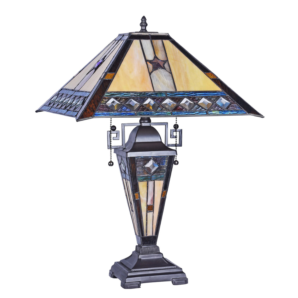 Tiffany-Style 1 Light Double Lit Table Lamp 16" Wide J3016