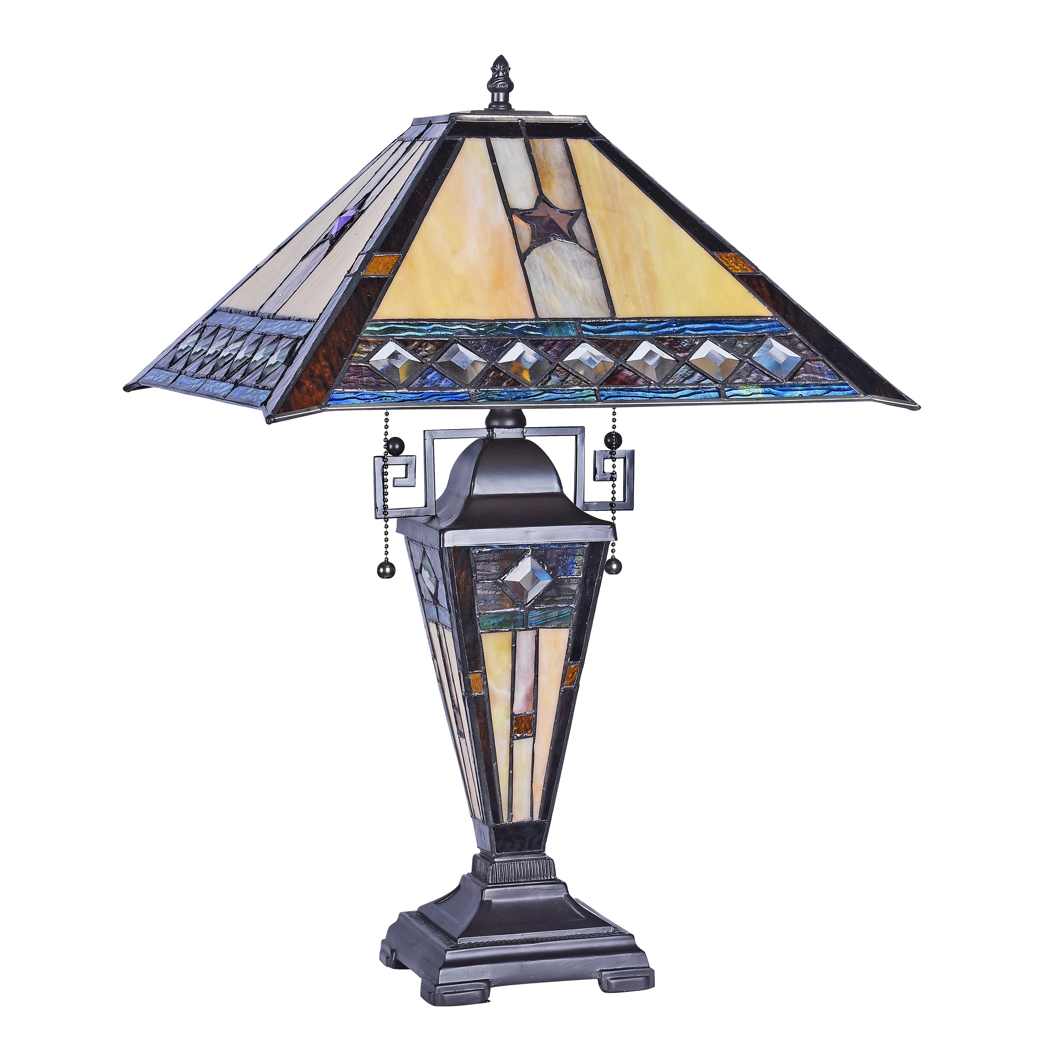 Tiffany-Style 1 Light Double Lit Table Lamp 16" Wide J3016