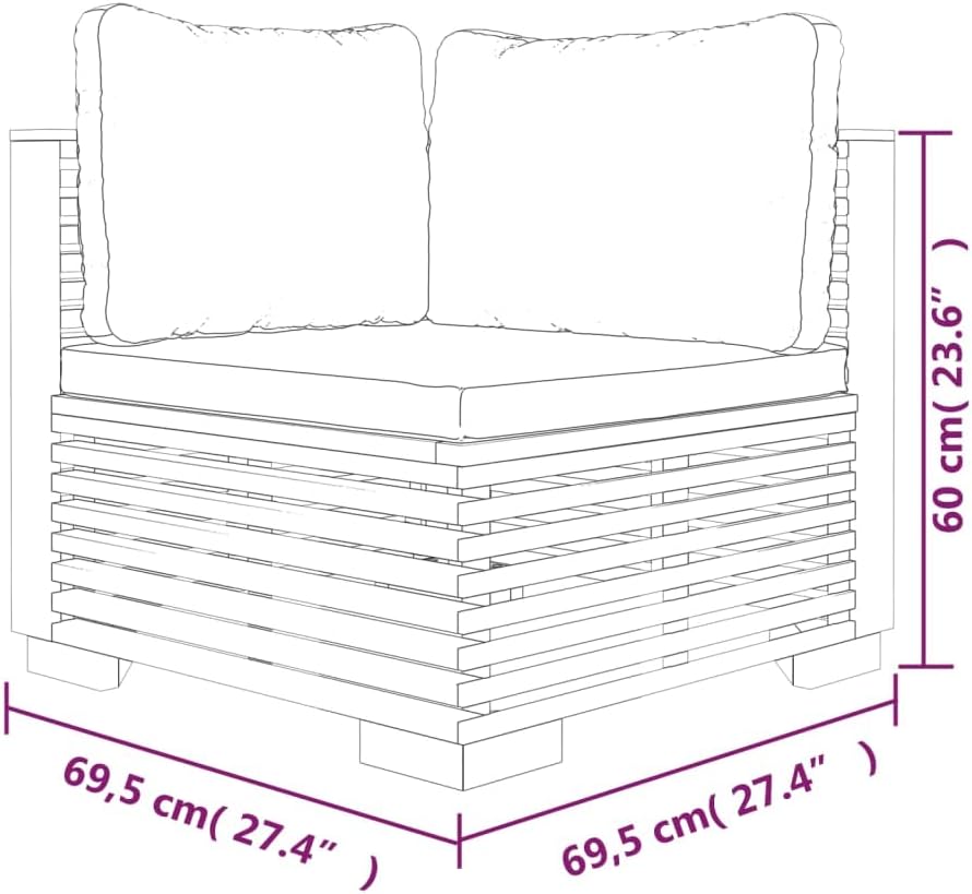 5 Piece Patio Lounge Set with Cushions Solid Wood Teak L830