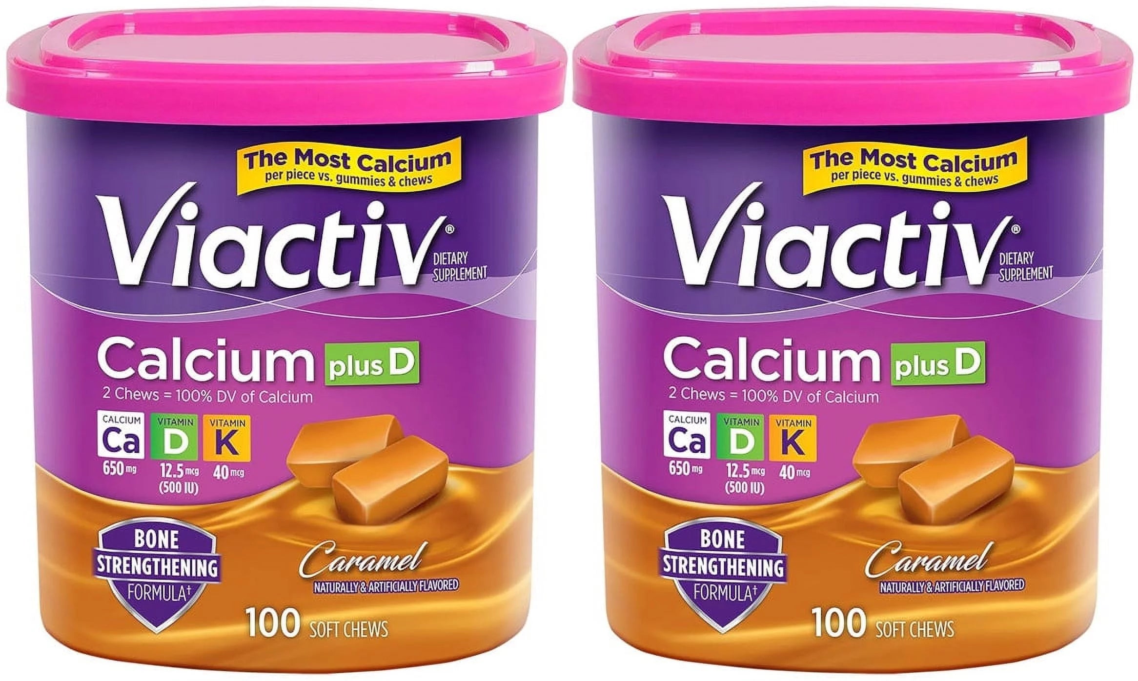 Caramel Calcium Soft Chews 100 EA (Pack of 2) D8143