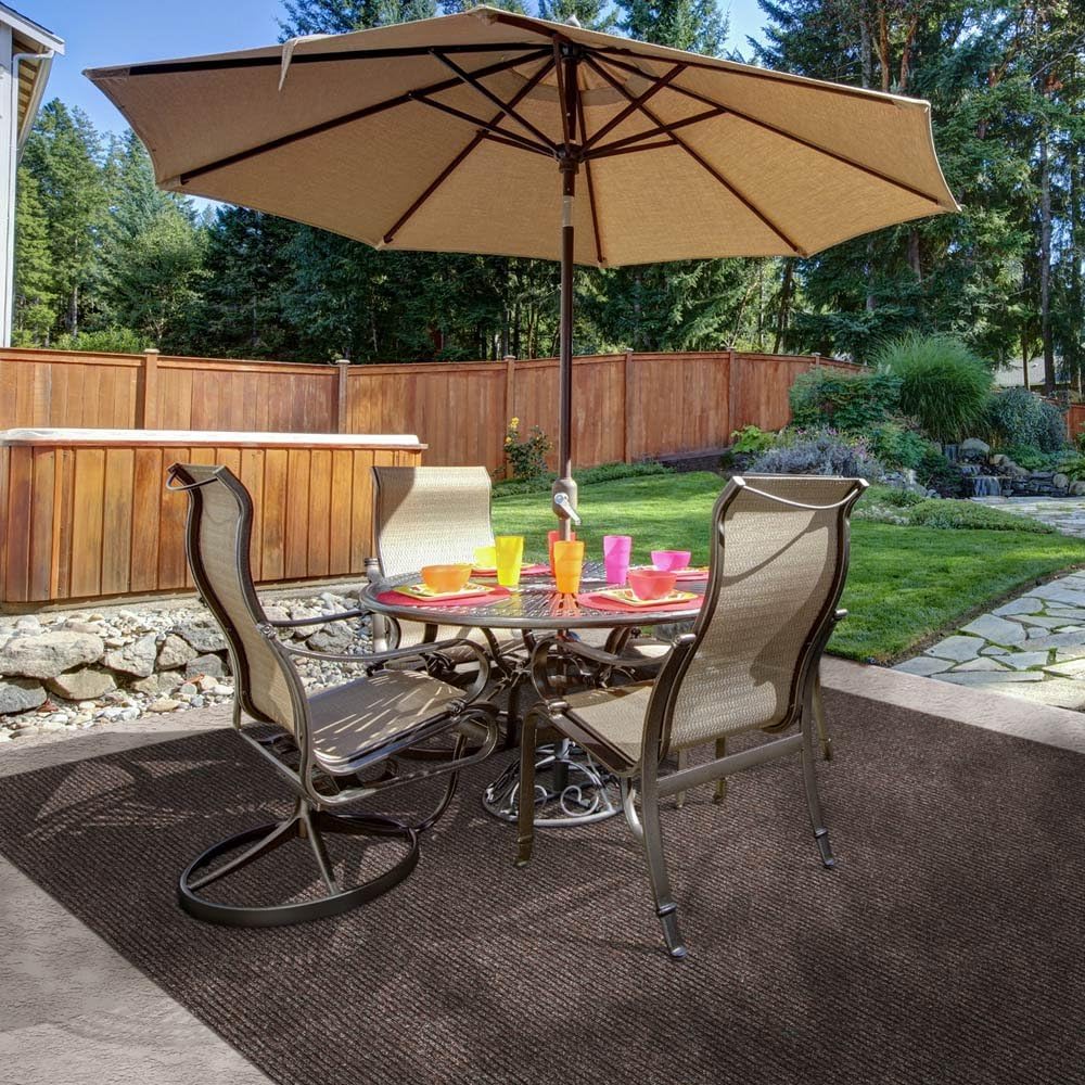 Heavy-Duty Ribbed Indoor Outdoor Carpet - Tuscan Brown - 6 Feet X 10 Feet F5402