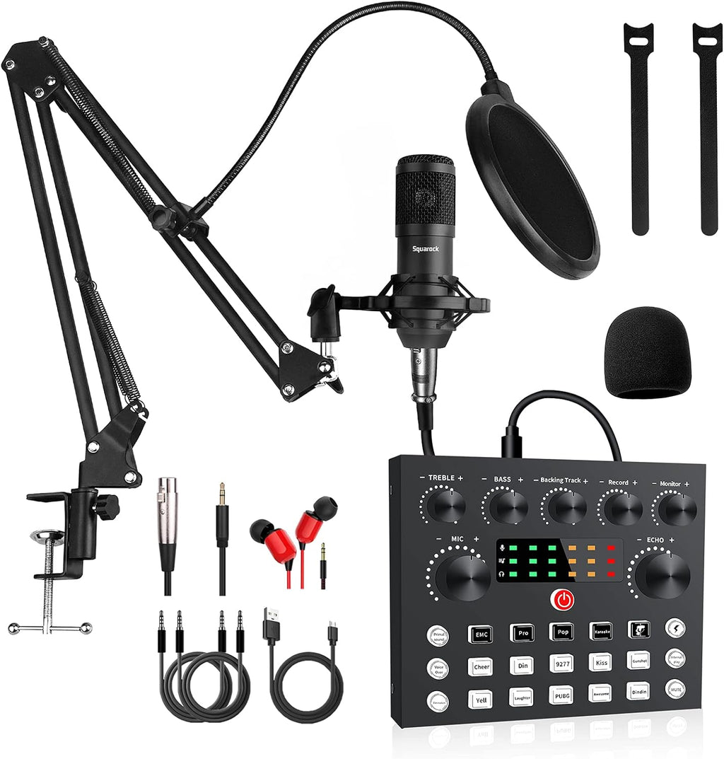 Audio Interface with DJ Mixer and Studio Broadcast Microphone Pack of 2 S2711