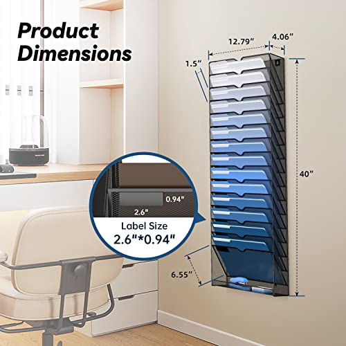 16 Tier Black Mesh Metal Wall File Organizer L6997