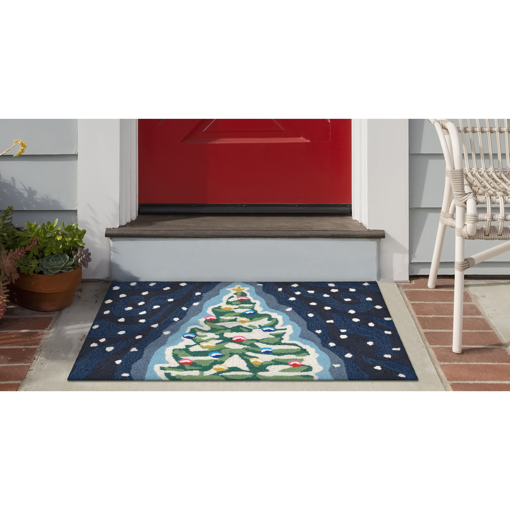 Frontporch Xmas Tree Indoor Outdoor Mat