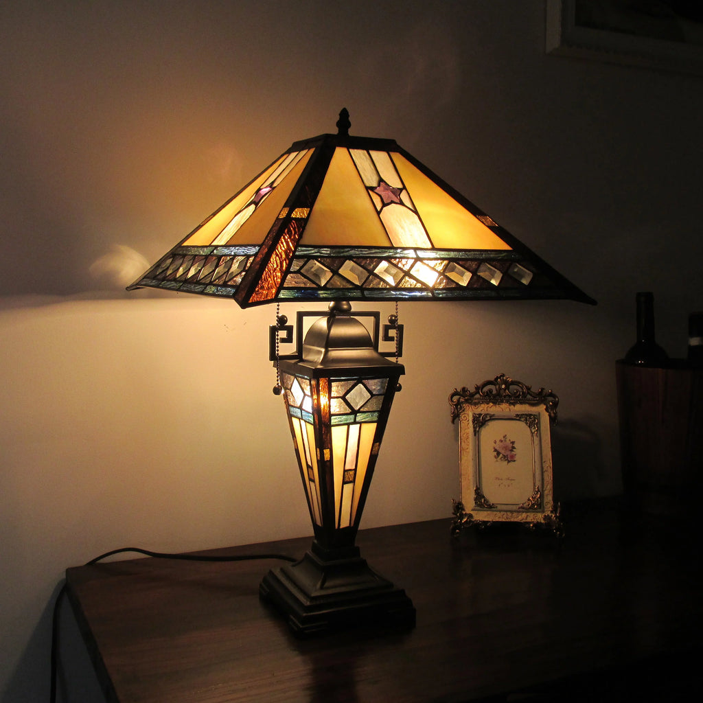 Tiffany-Style 1 Light Double Lit Table Lamp 16" Wide J3016