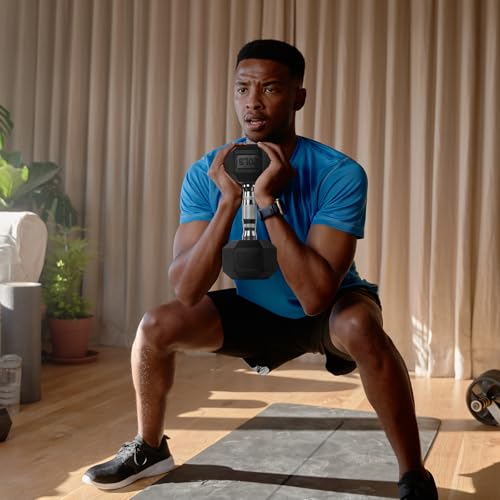 Rubber Hex Dumbbells Set with Optional Dumbbell Rack C43878