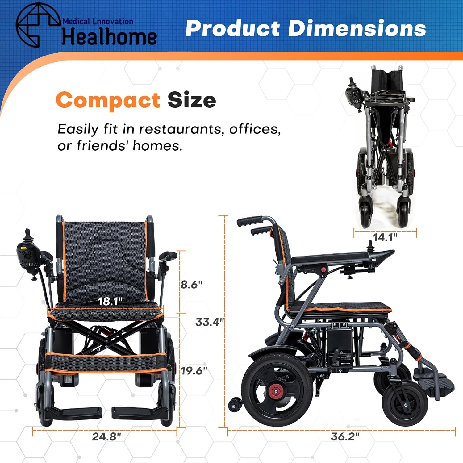 Black Lightweight Foldable Electric Wheelchair Z372912