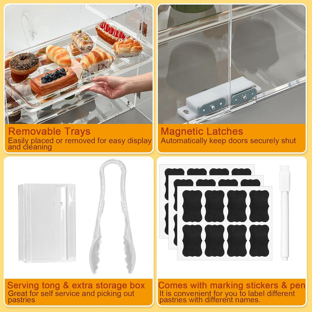 3 Tier Acrylic Display Case with Front Rear Door Clear 21'' x 18'' x 16.5'' B7075