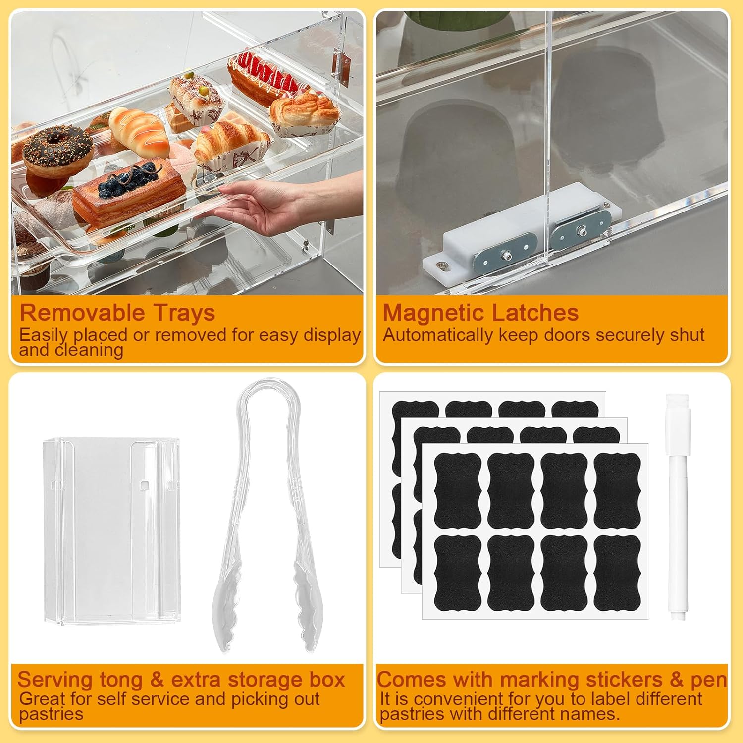 3 Tier Acrylic Display Case with Front Rear Door Clear 21'' x 18'' x 16.5'' B7075