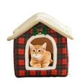 Plaid Cat Bed Cave with Removable Cushion E5647