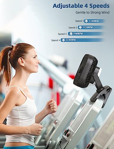 20000mAh Rechargeable Clip on Fan with Light & Hook I94501