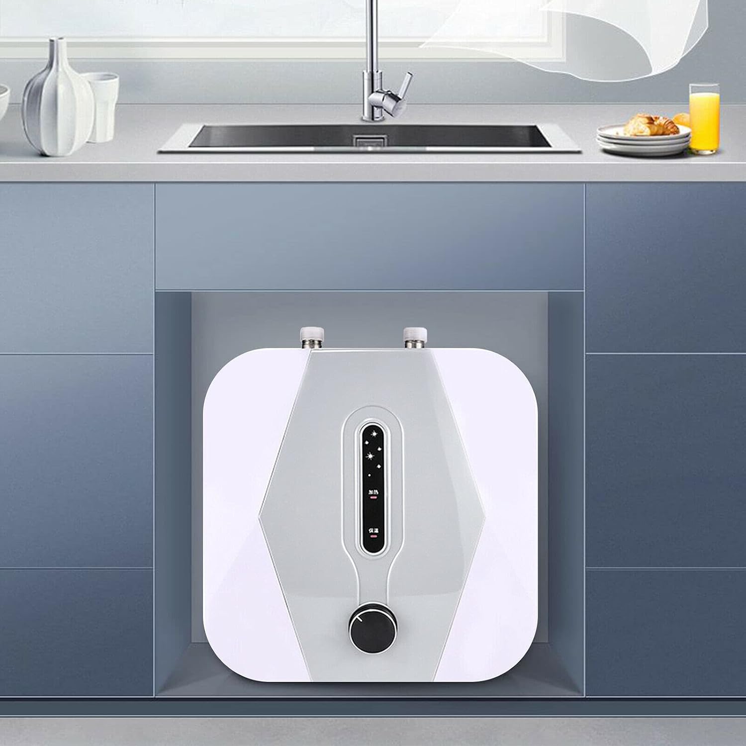 1500W 8L 110V Compact Instant Electric Tank Hot Water Heater IPX4 Mini Tankless Shower 75 ℃ Z357