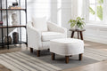 Olive Linen Microsuede Fabric Barrel Chair with Ottoman L484530