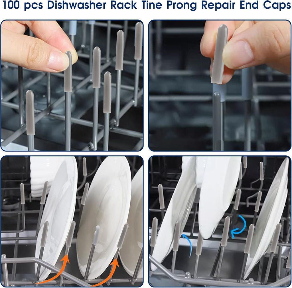 100pcs Silicone Dishwasher Rack Repair End Cover Caps O61717