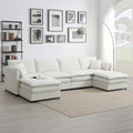 Cream Chenille U Shaped Sectional Sofa with 2 Ottoman D35860