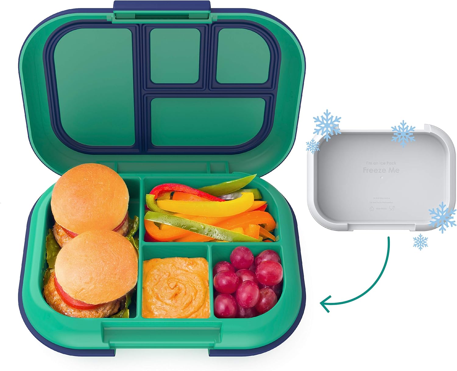 Kids Chill Lunch Box (Green/Navy) With Reusable Plastic Utensils (Blue) M762127