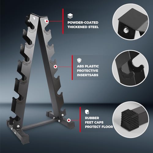 Rubber Hex Dumbbells Set with Optional Dumbbell Rack C43878