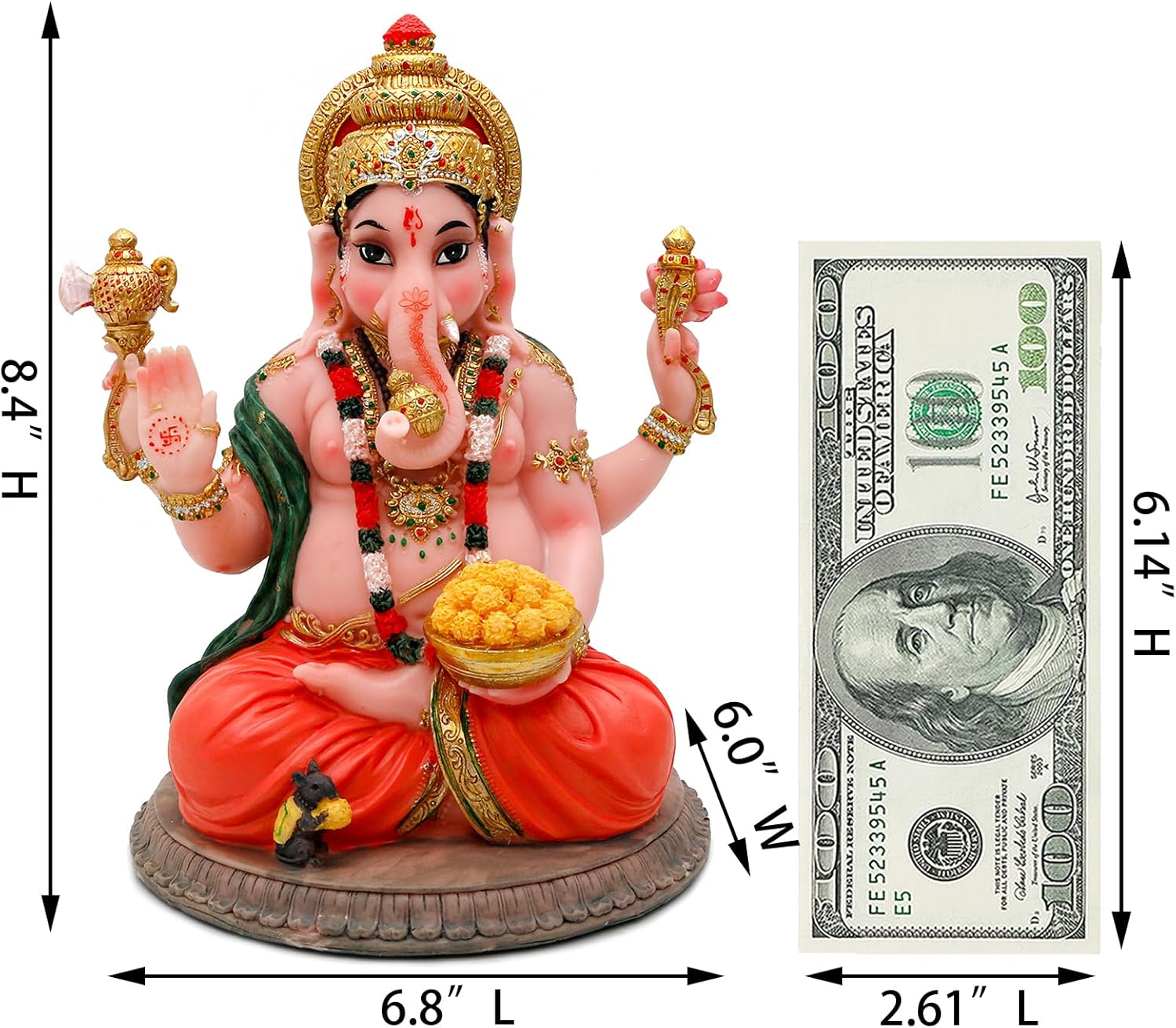 8.4" H Ganesha Statue I25553