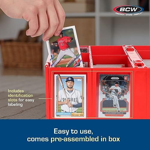 Red Collectible Card Bin, Holds 3200 Cards, Includes 4 Dividers R37427
